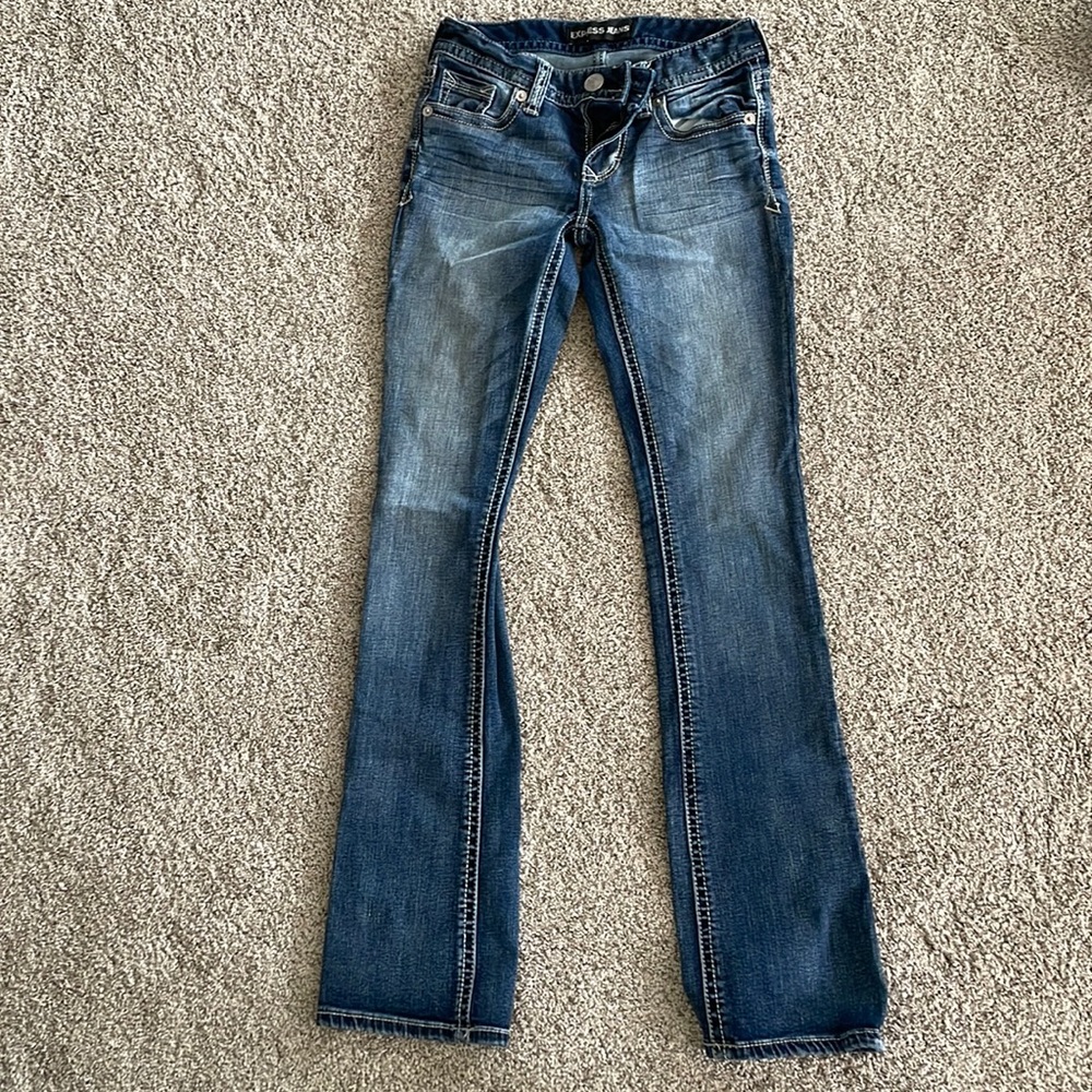 Express Barely Boot Stella Low Rise Jeans